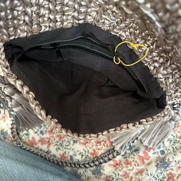 Catarina Mina Mira Handbag in Argenta Gris Crochet Pewter Silver Satin Threads - Picture 13 of 14